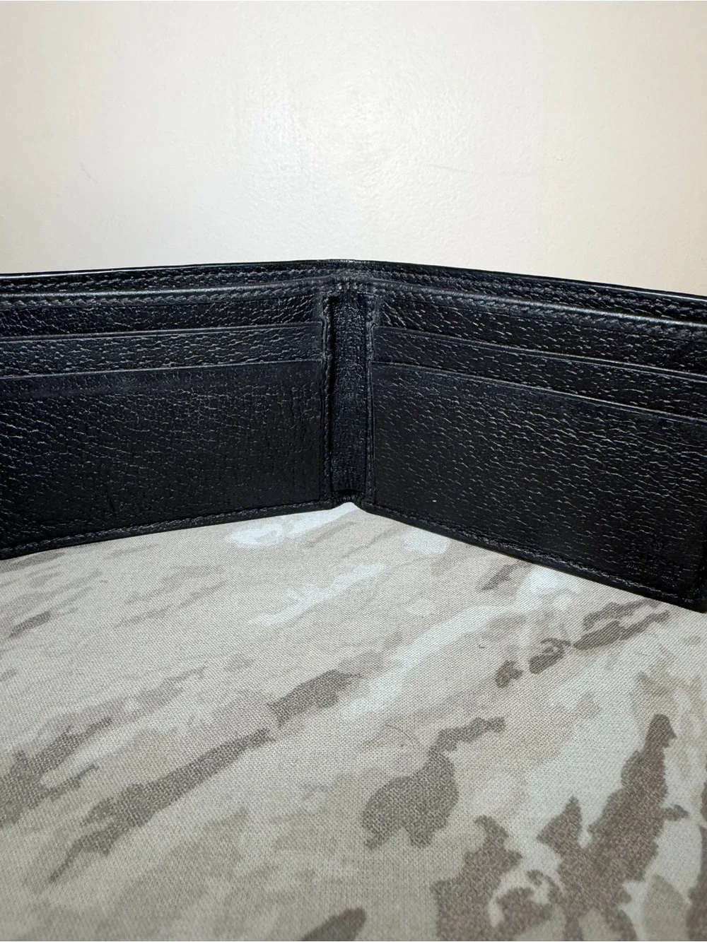 Gucci Black Leather Card Holder with Gold Double G Logo